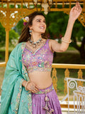 Charming Lavender Satin Sequins Work Bridemaids Lehenga Choli With Dupatta - Zeel Clothing