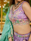 Charming Lavender Satin Sequins Work Bridemaids Lehenga Choli With Dupatta - Zeel Clothing