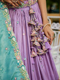 Charming Lavender Satin Sequins Work Bridemaids Lehenga Choli With Dupatta - Zeel Clothing