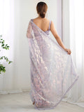 Charming Lavender Sequins Net Party Wear Saree With Blouse - Zeel Clothing