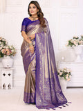 Charming Lavender Zari Weaving Banarasi Silk Event Wear Saree - Zeel Clothing