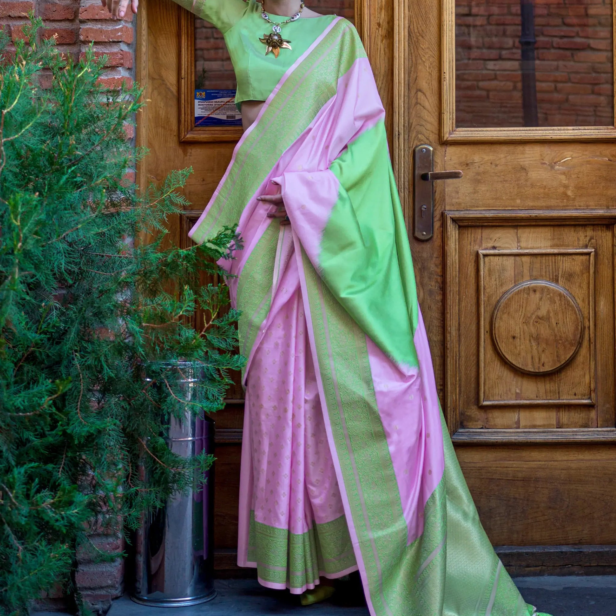 Charming Lavender Zari Weaving Silk Festival Wear Saree With Blouse - Zeel Clothing