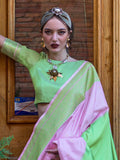 Charming Lavender Zari Weaving Silk Festival Wear Saree With Blouse - Zeel Clothing