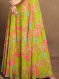 Charming Light Green Digital Printed Georgette Festival Wear Gown - Zeel Clothing
