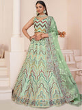 Charming Light Green Sequins Net Lehenga Choli With Dupatta - Zeel Clothing