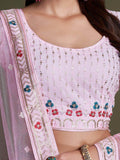 Charming Light Pink Embroidery Georgette Designer Lehenga Choli - Zeel Clothing