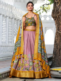 Charming Lilac Kalamkari Printed Silk Traditional Lehenga Choli - Zeel Clothing