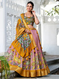 Charming Lilac Kalamkari Printed Silk Traditional Lehenga Choli - Zeel Clothing