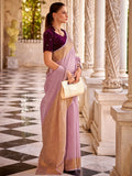 Charming Lilac Zari Weaving Tissue Silk Event Wear Saree With Blouse - Zeel Clothing