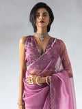 Charming Magenta Border Work Organza Pre-Stitched Saree With Blouse - Zeel Clothing