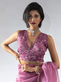 Charming Magenta Border Work Organza Pre-Stitched Saree With Blouse - Zeel Clothing