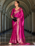 Charming Magenta Zari Weaving Silk Wedding Wear Saree With Blouse - Zeel Clothing