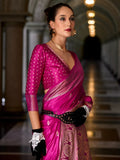 Charming Magenta Zari Weaving Silk Wedding Wear Saree With Blouse - Zeel Clothing