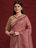 Charming Maroon Banarasi Silk Event Wear Saree With Blouse - Zeel Clothing