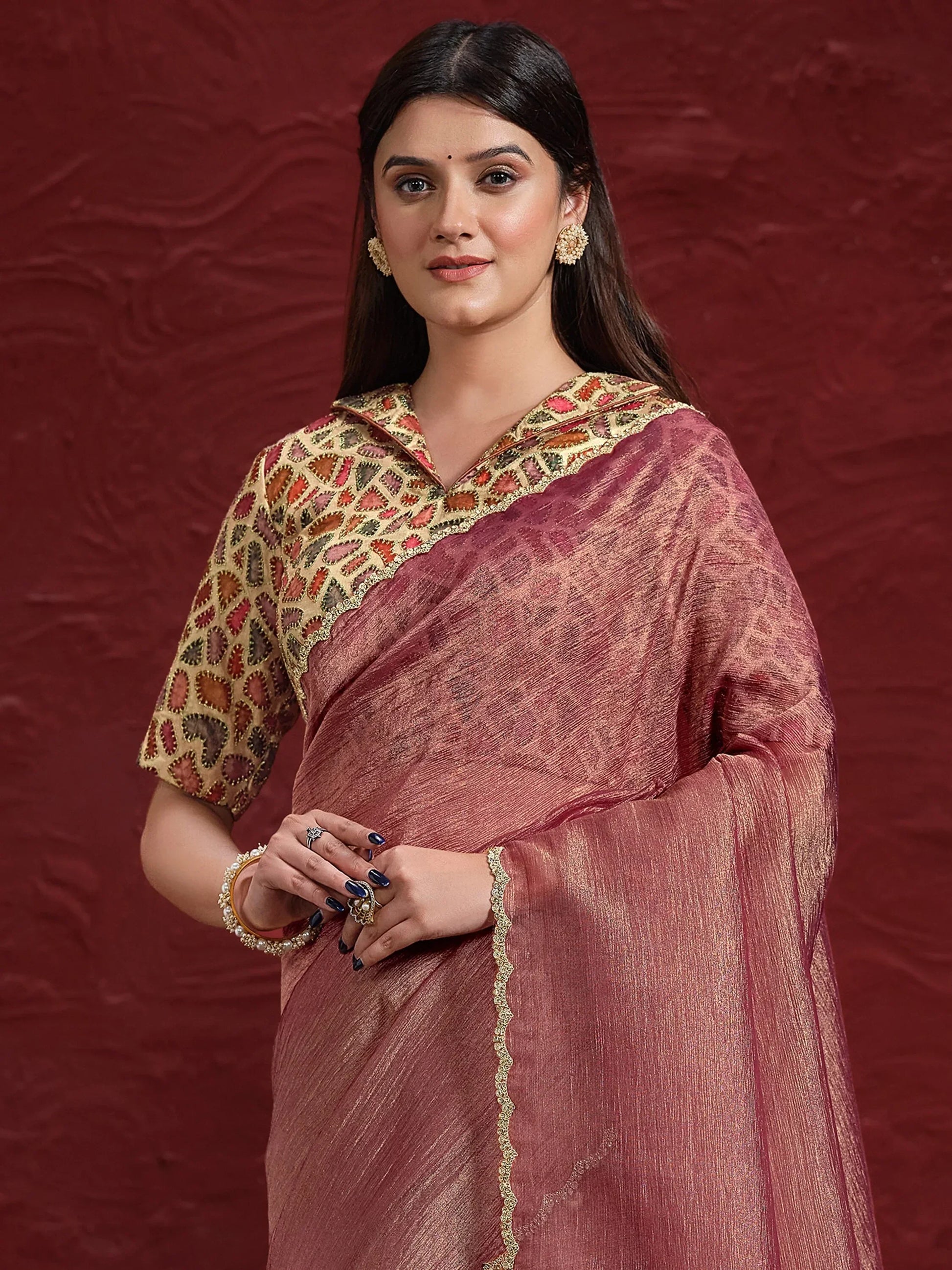 Charming Maroon Banarasi Silk Event Wear Saree With Blouse - Zeel Clothing