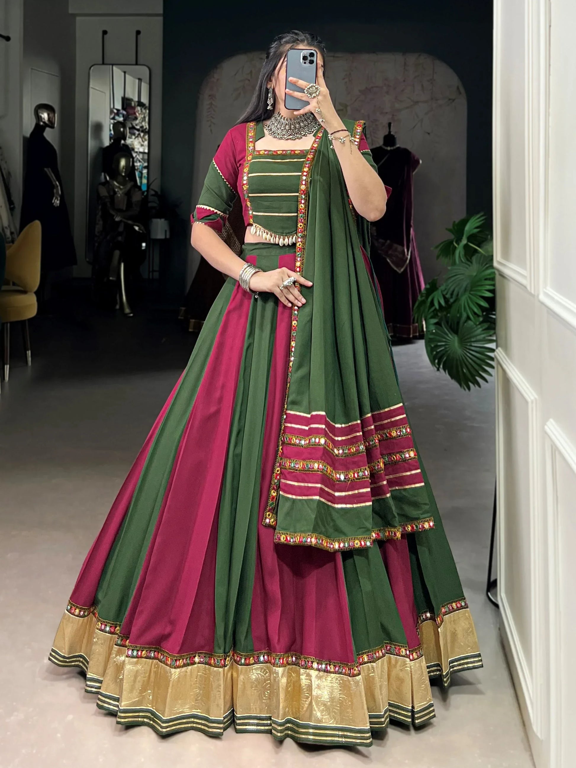 Charming Maroon Gota Patti Lace Rayon Festive Wear Lehenga Choli With Dupatta - Zeel Clothing