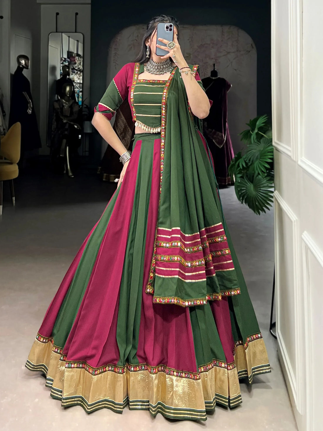 Charming Maroon Gota Patti Lace Rayon Festive Wear Lehenga Choli With Dupatta - Zeel Clothing