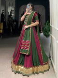 Charming Maroon Gota Patti Lace Rayon Festive Wear Lehenga Choli With Dupatta - Zeel Clothing