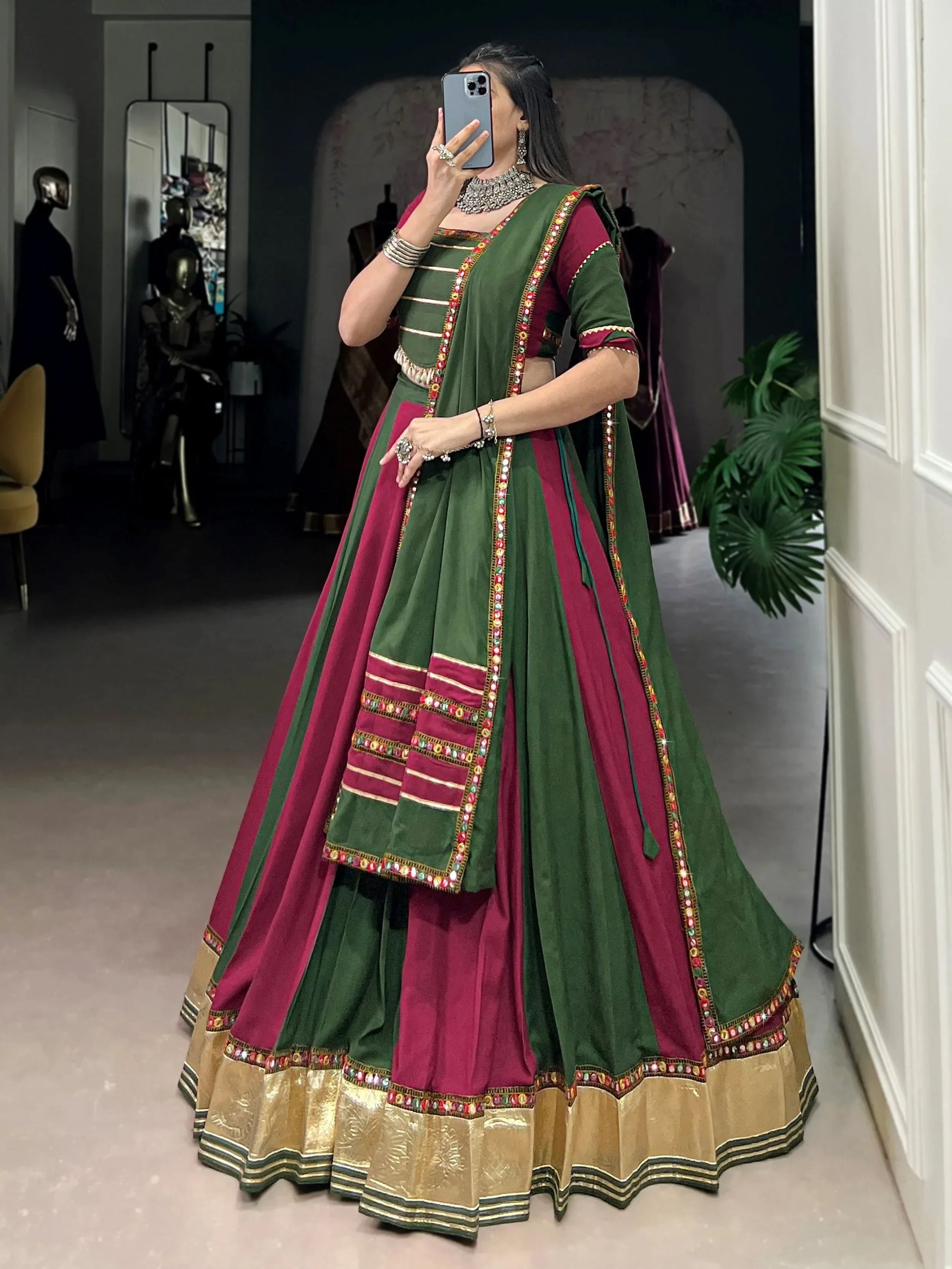 Charming Maroon Gota Patti Lace Rayon Festive Wear Lehenga Choli With Dupatta - Zeel Clothing