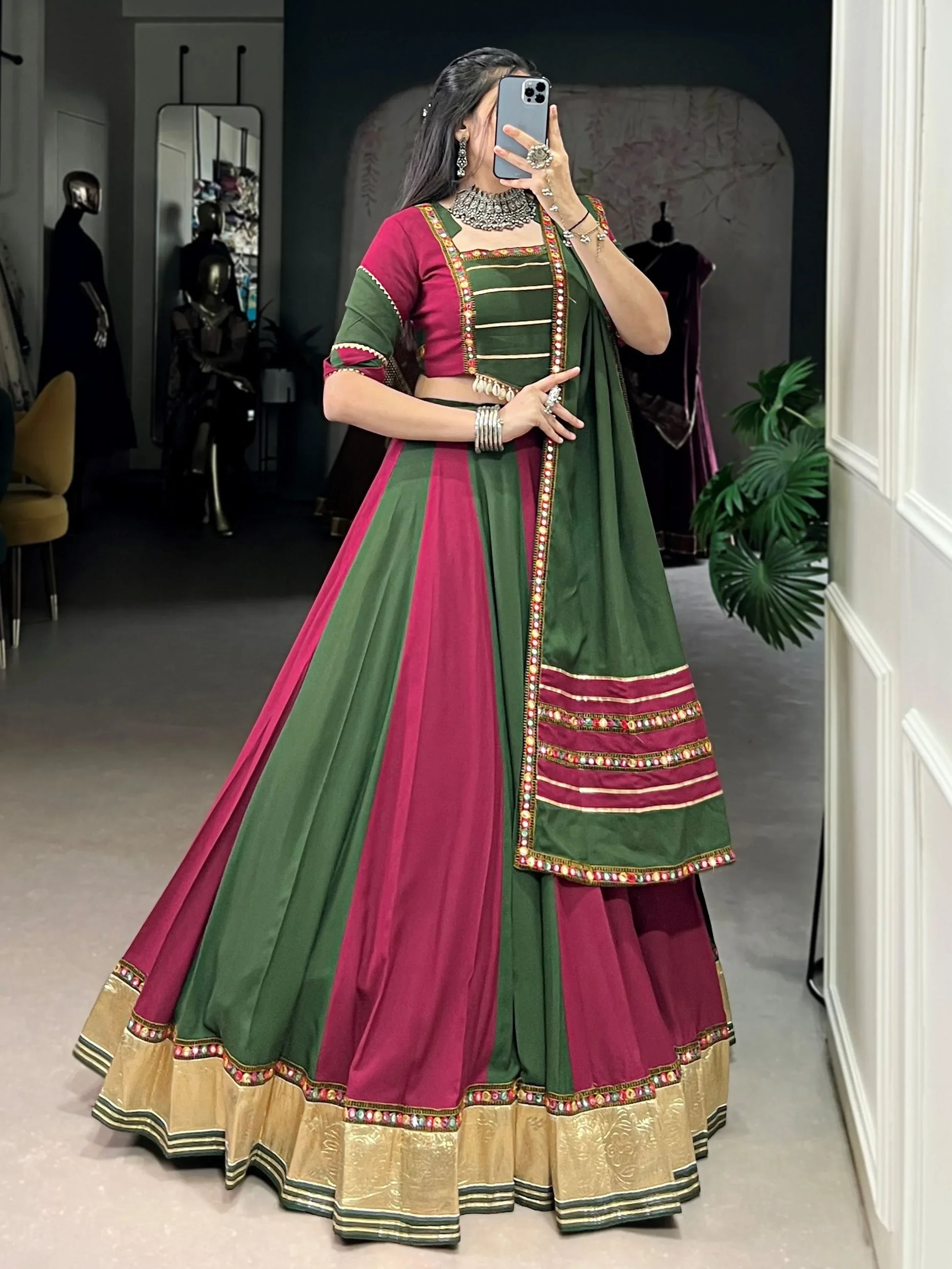 Charming Maroon Gota Patti Lace Rayon Festive Wear Lehenga Choli With Dupatta - Zeel Clothing