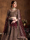 Charming Maroon Sequins Raw Silk Reception Wear Lehenga Choli - Zeel Clothing