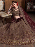 Charming Maroon Sequins Raw Silk Reception Wear Lehenga Choli - Zeel Clothing