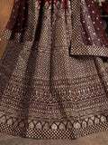 Charming Maroon Sequins Raw Silk Reception Wear Lehenga Choli - Zeel Clothing