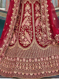 Charming Maroon Zarkan Work Velvet Bridal Wear Lehenga Choli - Zeel Clothing