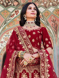 Charming Maroon Zarkan Work Velvet Bridal Wear Lehenga Choli - Zeel Clothing