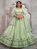 Charming Mint Green Sequins Net Wedding Lehenga Choli With Dupatta - Zeel Clothing