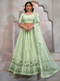 Charming Mint Green Sequins Net Wedding Lehenga Choli With Dupatta - Zeel Clothing
