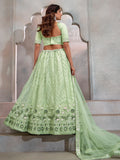 Charming Mint Green Sequins Net Wedding Lehenga Choli With Dupatta - Zeel Clothing