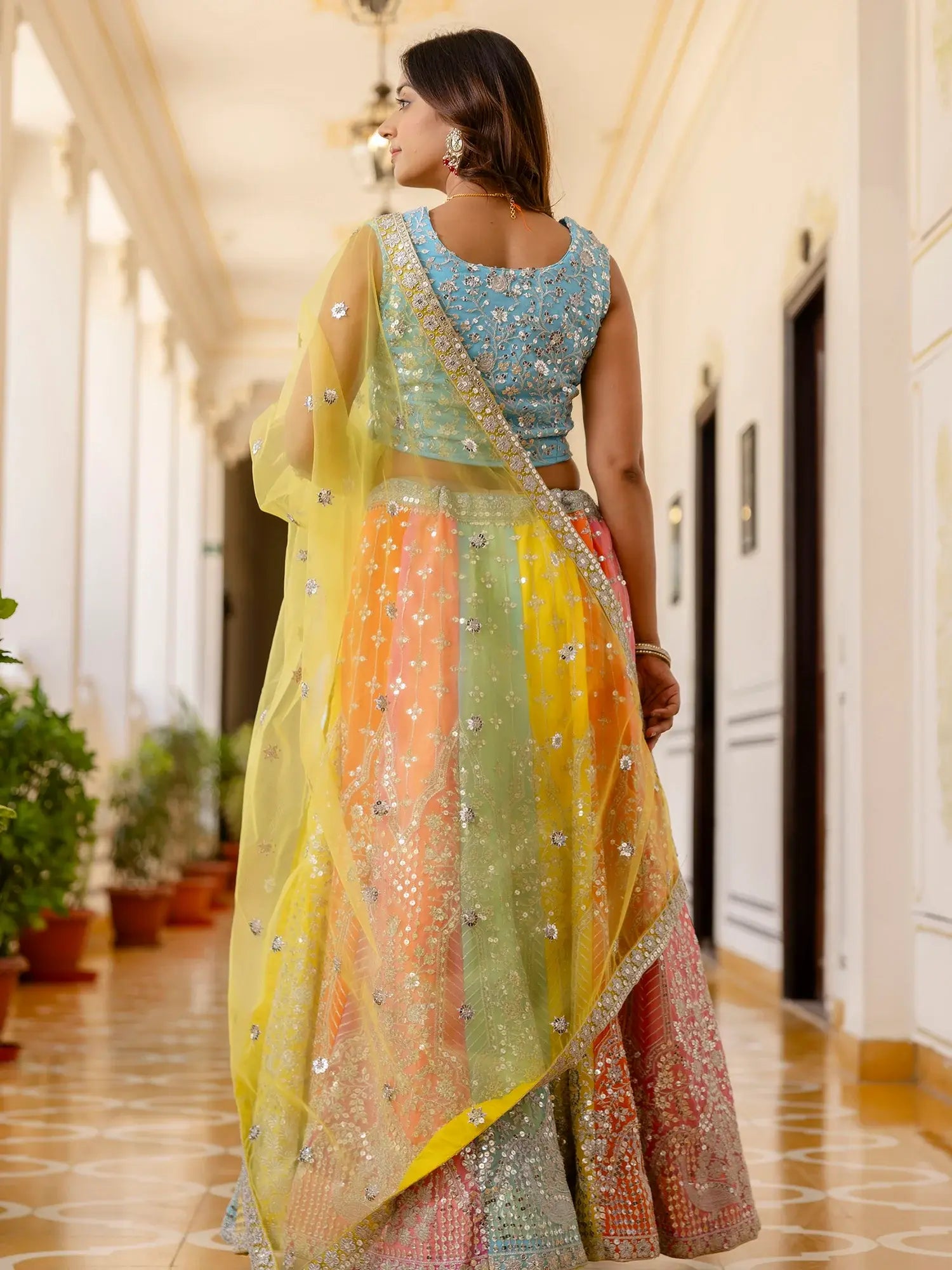 Charming Multi-Color Embroidered Georgette Party Wear Lehenga Choli - Zeel Clothing