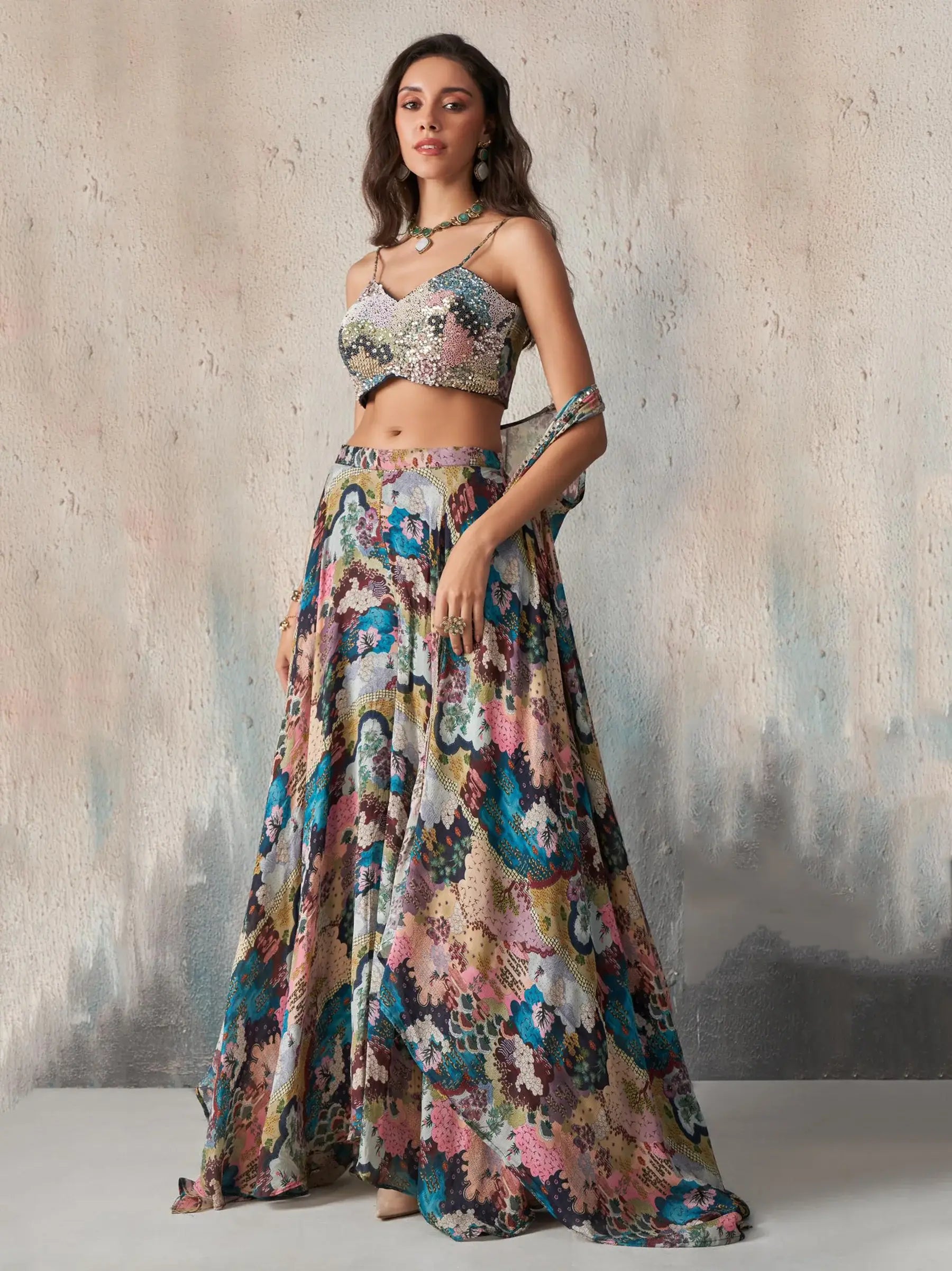 Charming Multi-Color Printed Chinon Party Wear Palazzo With Top - Zeel Clothing