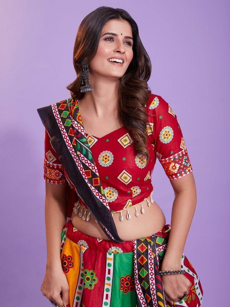 Charming Multicolor Digital Printed Cotton Navratri Lehenga Choli - Zeel Clothing