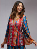 Charming Navy Blue Printed Muslin Silk Party Wear Co-Ord Set - Zeel Clothing