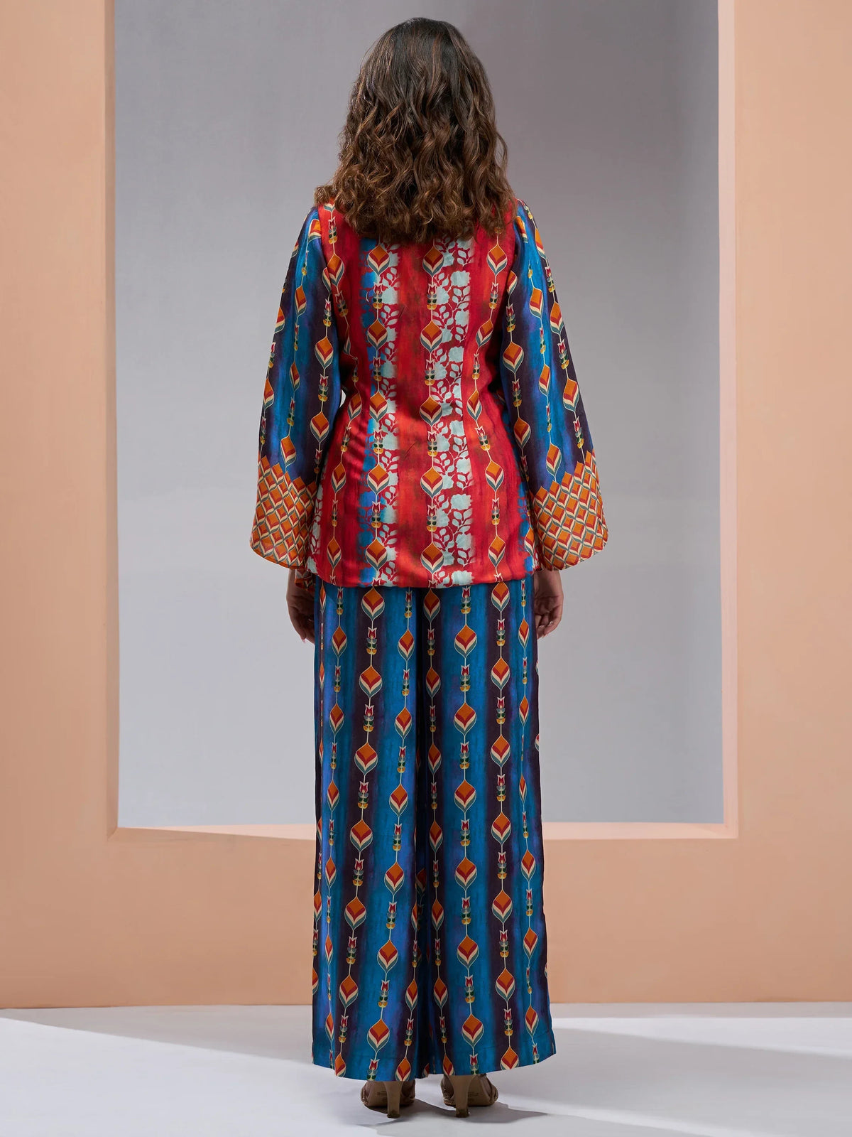 Charming Navy Blue Printed Muslin Silk Party Wear Co-Ord Set - Zeel Clothing