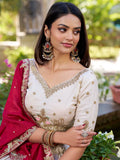 Charming Off-White Sequins Silk Wedding Lehenga Choli With Dupatta - Zeel Clothing