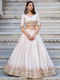 Charming Off-White Sequins Silk Wedding Lehenga Choli With Dupatta - Zeel Clothing