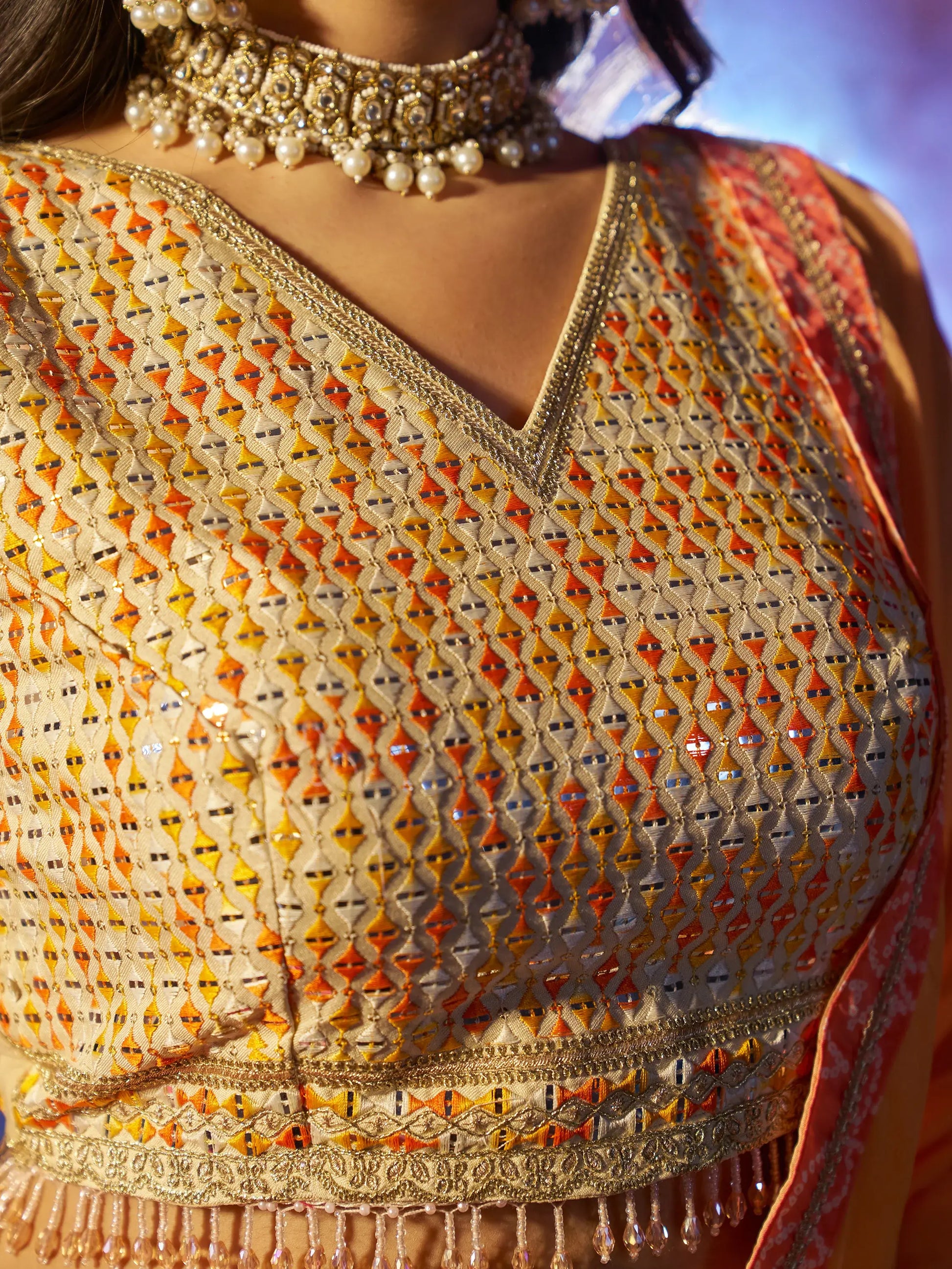 Charming Orange Printed Organza Wedding Lehenga Choli With Dupatta - Zeel Clothing