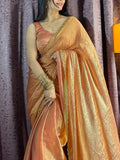 Charming Orange Silk Beads Hand Work Saree With Blouse - Zeel Clothing