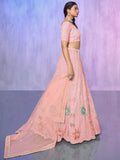 Charming Peach Embroidered Net Lehenga Choli With Dupatta - Zeel Clothing