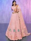Charming Peach Embroidered Net Lehenga Choli With Dupatta - Zeel Clothing