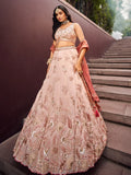 Charming Peach Embroidered Rayon Engagement Wear Lehenga Choli - Zeel Clothing