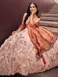 Charming Peach Embroidered Rayon Engagement Wear Lehenga Choli - Zeel Clothing