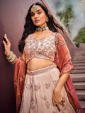 Charming Peach Embroidered Rayon Engagement Wear Lehenga Choli - Zeel Clothing