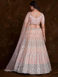 Charming Peach Thread Embroidered Net Reception Wear Lehenga Choli - Zeel Clothing