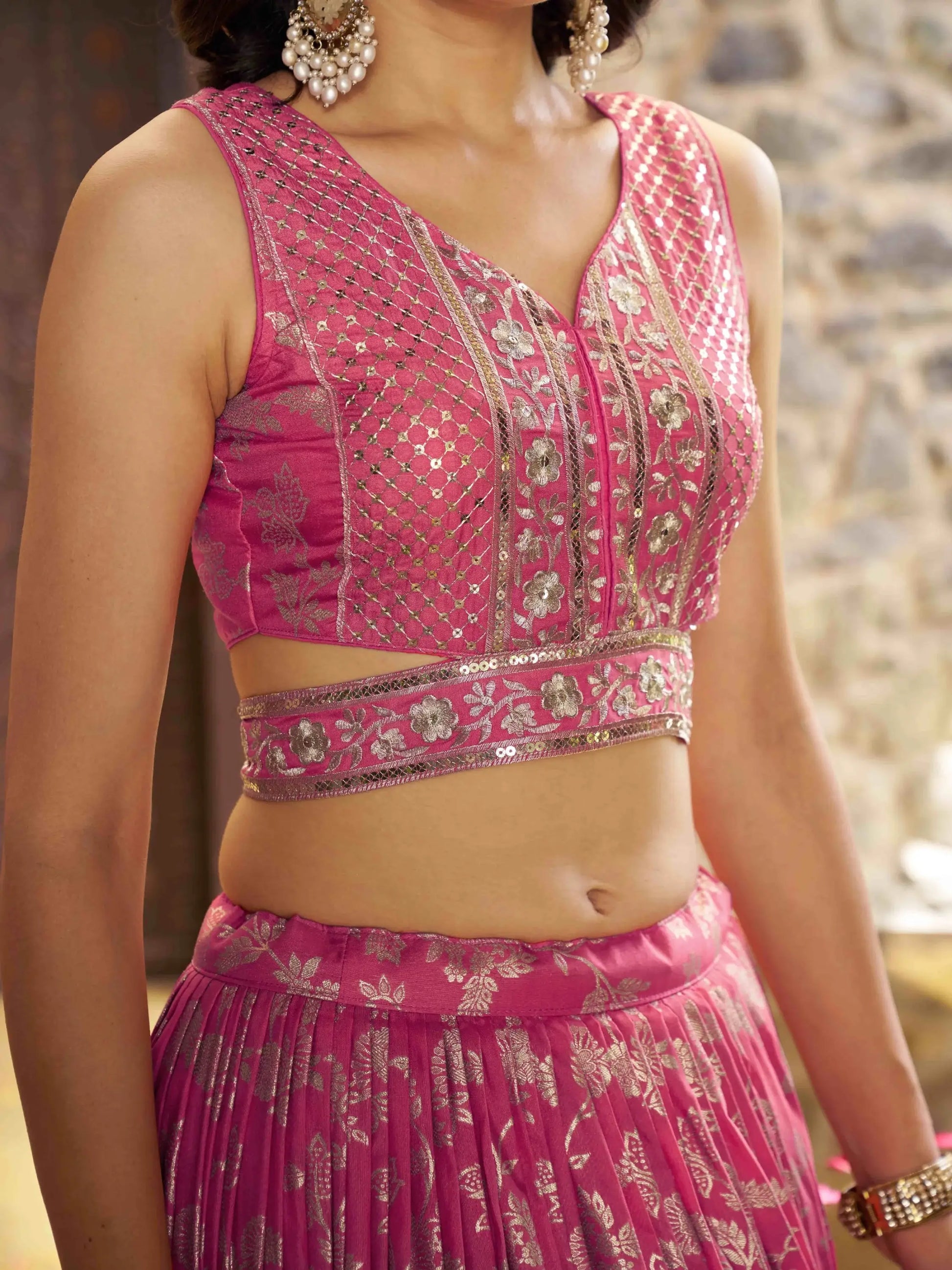 Charming Peach Zari Silk Ceremonial Wear Lehenga Choli With Dupatta - Zeel Clothing