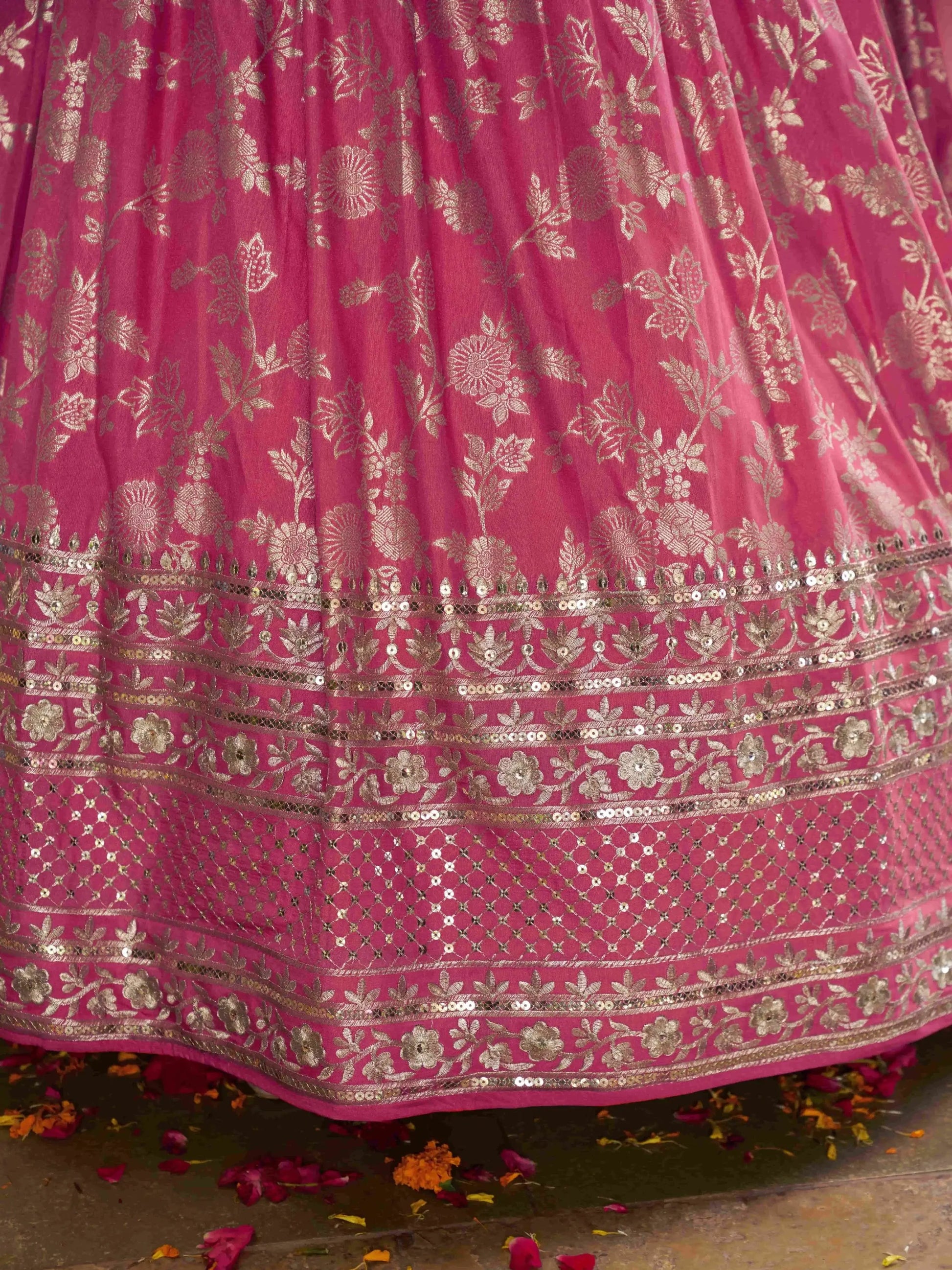 Charming Peach Zari Silk Ceremonial Wear Lehenga Choli With Dupatta - Zeel Clothing