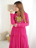 Charming Pink Laheriya Printed Georgette Navratri Wear Gown - Zeel Clothing